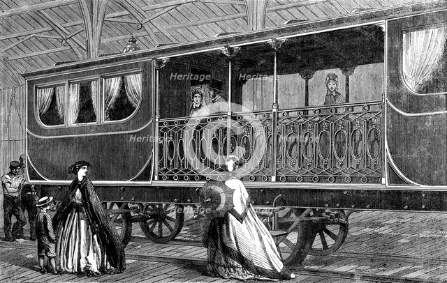 The International Exhibition: Belgian first-class railway-carriage, with smoking-saloon..., 1862. Creator: Unknown.
