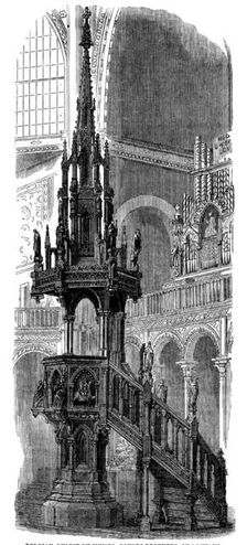 The International Exhibition: Belgian pulpit by Messrs. Goyers Brothers..., 1862. Creator: Unknown