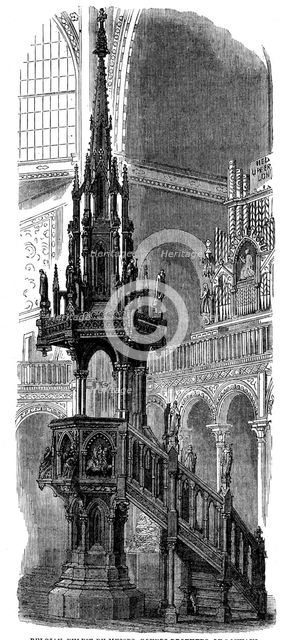 The International Exhibition: Belgian pulpit by Messrs. Goyers Brothers..., 1862. Creator: Unknown.