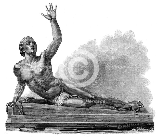 The International Exhibition: bronze statue, "The Castaway", by Charles Fuller, 1862. Creator: W Thomas.