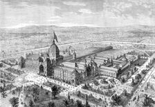 The International Exhibition building at Melbourne, Australia, 1880. Creator: Unknown