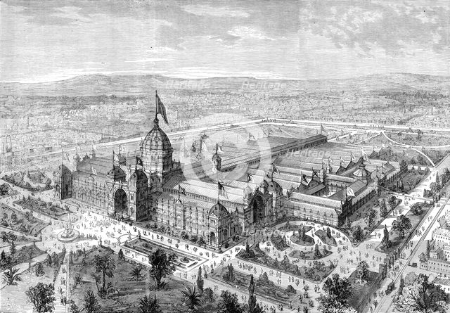 The International Exhibition building at Melbourne, Australia, 1880. Creator: Unknown.