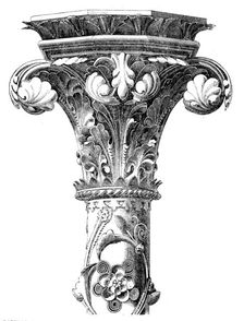 The International Exhibition: capital and portion of shaft of column from the Hereford Screen, 1862. Creator: Unknown