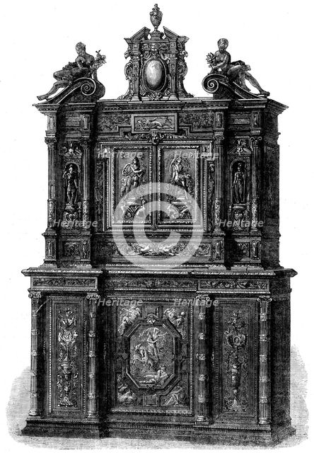 The International Exhibition - carved ivory cabinet, by H. Fourdinois, 1862. Creator: Unknown.