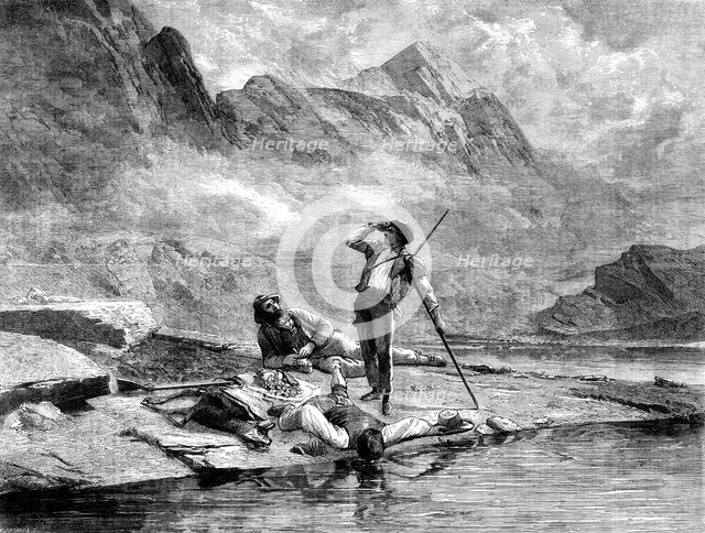 The International Exhibition: "Chamois-Hunters Reposing" by A. De Meuron..., 1862. Creator: W Thomas.