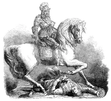 The International Exhibition: "Charles I. and his standard-bearer", in aluminium, 1862. Creator: Unknown