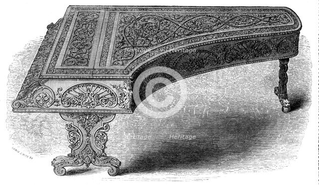 The International Exhibition: concert grand pianoforte, by Kirkman and Son, in the Indian..., 1862. Creator: Harvey Orrin Smith.