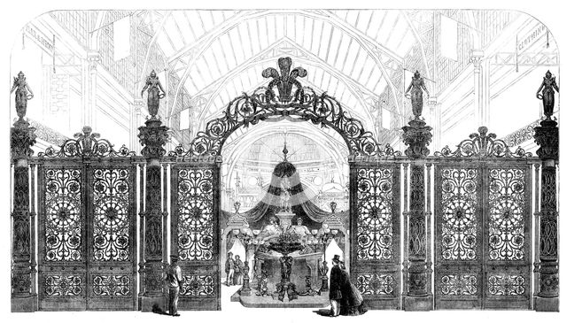 The International Exhibition: Coalbrookdale gates and court, 1862.  Creator: Unknown.