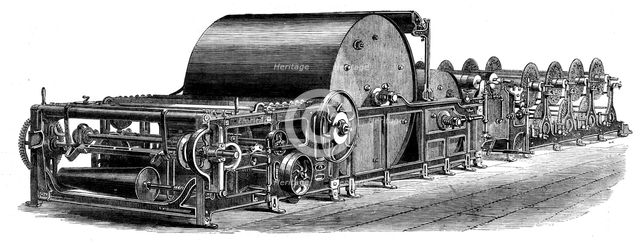The International Exhibition - cotton manufacture: Harrison's sizing-machine, 1862.  Creator: Unknown.