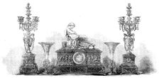 The International Exhibition: clock, candelabra, and portes bouquets, by M. Poilleux..., 1862. Creator: Unknown