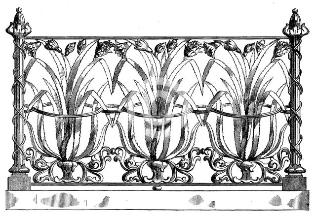 The International Exhibition: drawing-room balcony panel by W. Roberts..., 1862. Creator: Unknown.