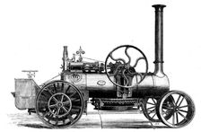 The International Exhibition: Fowler's patent engine and windlass for steam-ploughing, 1862. Creator: Unknown