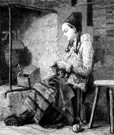 The International Exhibition - "Girl of the Parish of Rattvik, in Decarlia, by the Fireside"...,1862 Creator: W Thomas