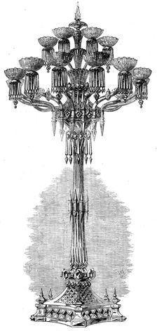 The International Exhibition - glass candelabrum, under the East Dome..., 1862. Creator: Unknown