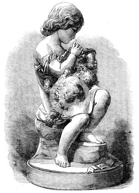 The International Exhibition - "Go to Sleep!", a marble group by J. Durham, 1862. Creator: Unknown.