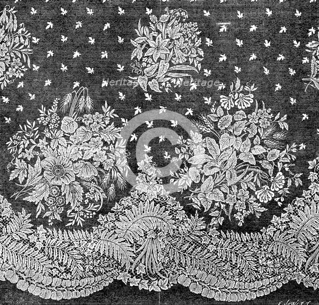 The International Exhibition: Honiton lace flounce by Debenham, Son, and Freebody..., 1862. Creator: Unknown.