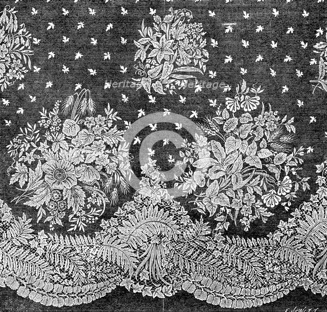 The International Exhibition: Honiton lace flounce by Debenham, Son, and Freebody..., 1862. Creator: Unknown.