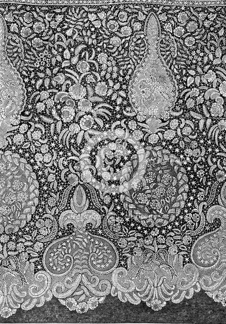 The International Exhibition: Honiton lace flounce by G. F. Urling, of Regent-street, 1862. Creator: Unknown.