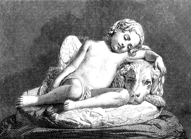 The International Exhibition: "Love Resting on Friendship", sculptured by Professor..., 1862. Creator: Unknown.