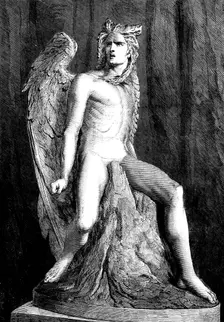 The International Exhibition: "Lucifer", a plaster statue, by Constantio Corti, 1862. Creator: Unknown