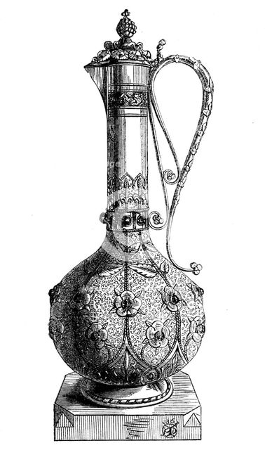 The International Exhibition: mediaeval claret-jug by Messrs. Hardman and Co..., 1862. Creator: Unknown.