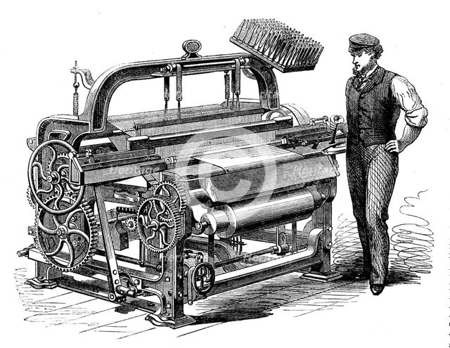The International Exhibition: Messrs. Harrison and Son's power-loom for weaving flax, 1862. Creator: Unknown.