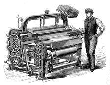 The International Exhibition: Messrs. Harrison and Son's power-loom for weaving flax, 1862. Creator: Unknown
