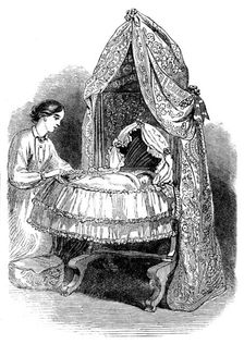 The International Exhibition: new swing-cradle by Norman, 1862. Creator: Unknown