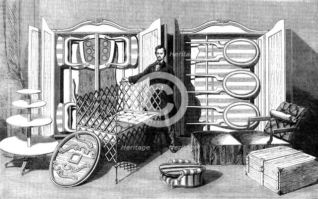 The International Exhibition: patent folding furniture by Mannstein of Vienna, 1862. Creator: Unknown.