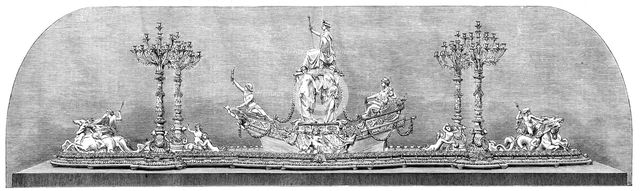 The International Exhibition: plateau and candelabra by Messrs. Christofle, of Paris, 1862. Creator: Unknown.
