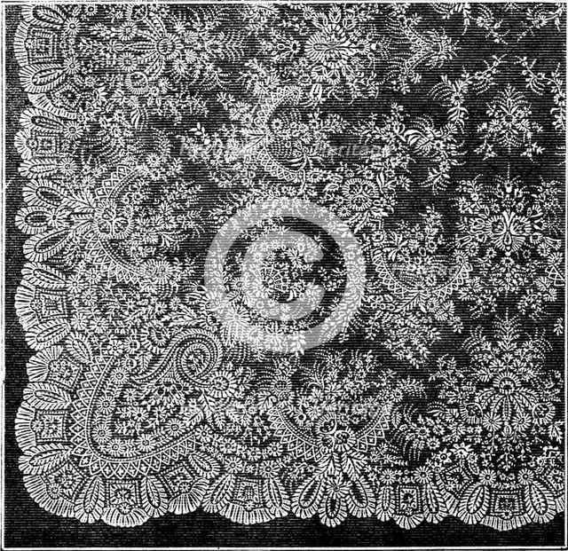 The International Exhibition: Pusher lace shawl, by Messrs. Reckless and Hickling, 1862. Creator: Unknown.