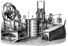 The International Exhibition: Siebes patent ice-making machine..., 1862. Creator: Unknown