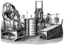 The International Exhibition: Siebes patent ice-making machine..., 1862. Creator: Unknown