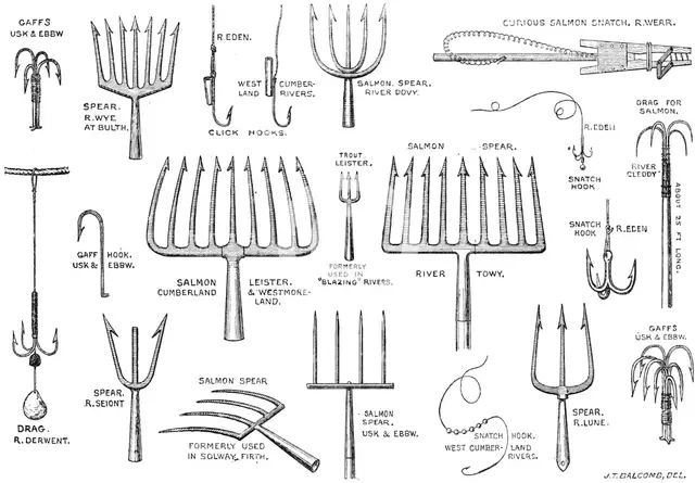 The International Fisheries Exhibition: salmon-poaching implements: Mr. Ffennell's Collection, 1883. Creator: Unknown.