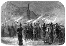 The International Naval Festival at Cherbourg: officers returning from the banquet..., 1865. Creator: Unknown