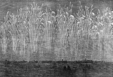 The International Naval Festival at Portsmouth: flight of rockets and illumination..., 1865. Creator: Unknown