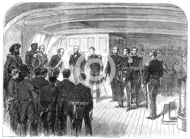 The International Naval Festival at Portsmouth: reception of the French Minister of Marine..., 1865. Creator: Unknown.
