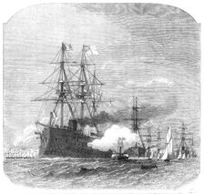 The International Naval Festival at Portsmouth:...the Solferino saluting the English flag, 1865. Creator: Smyth