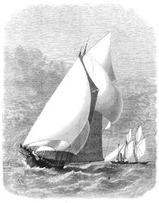 The International Yacht-Race: the Sappho and Cambria rounding off St. Catherine's, 1870. Creator: Unknown