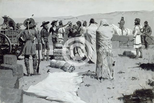 The Interpreter Waved at the Youth, c. 1900. Creator: Frederic Remington.