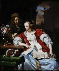The interrupted song: portrait of the artist and his wife, 1671. Creator: Mieris, Frans van, the Elder (1635-1681)
