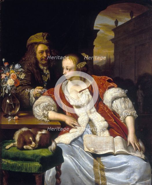 The interrupted song: portrait of the artist and his wife, 1671. Creator: Frans van Mieris.
