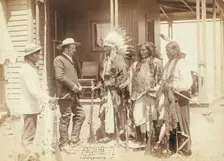 The Interview Standing Elk, No 1; Running Hog, No 2; Little Wolf, No 3..., between 1887 and 92. Creator: John C. H. Grabill