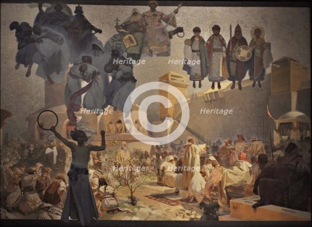 The Introduction of the Slavonic Liturgy (The cycle The Slav Epic). Artist: Mucha, Alfons Marie (1860-1939)