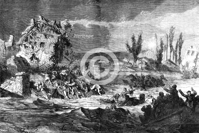 The Inundation at Lyons - sketched by Gustave Dore, 1856.  Creator: Gustave Doré.