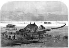 The Inundation in the Fens: scene from the drain bank, above the Coffer Dam, 1862. Creator: Unknown