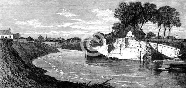 The Inundation in the Fens: the blown sluice at the Marshland Drain, 1862. Creator: Unknown.