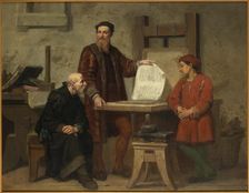 The invention of the art of printing (or Gutenberg at work), Mid of the 19th cen.. Creator: Seghers, Corneille (1814-1869)