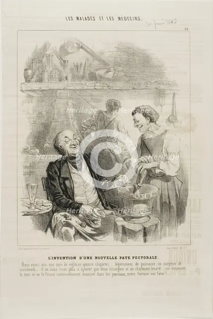 The Invention of a New Chest Elixir (plate 14), 1843. Creator: Charles Emile Jacque.