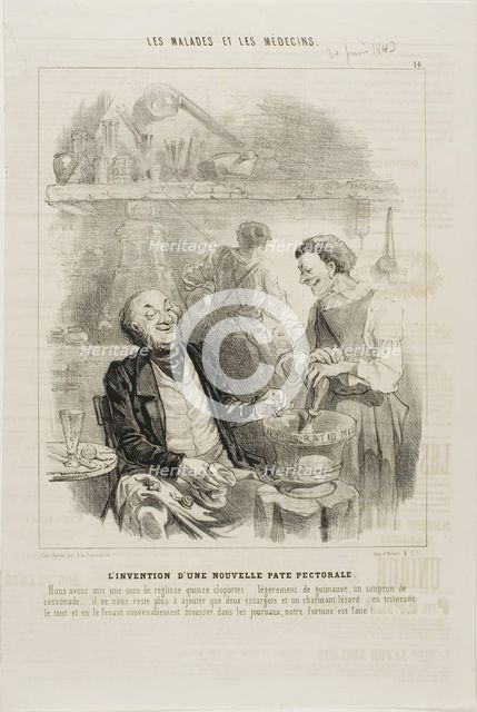 The Invention of a New Chest Elixir (plate 14), 1843. Creator: Charles Emile Jacque.